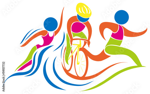 Fototapeta Triathlon icon in colors