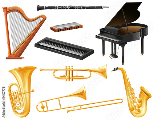 Different kind of musical instruments