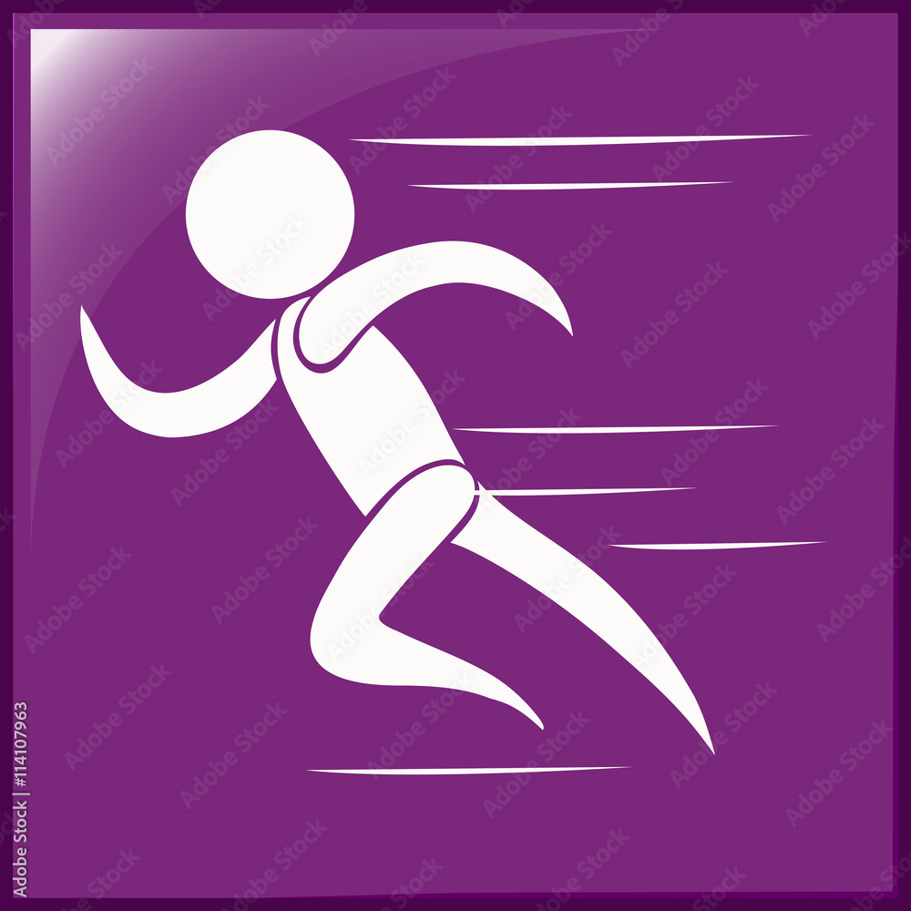 Running icon on purple background Running icon on purple background