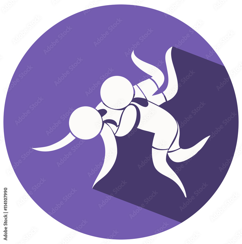 Wrestling icon on blue background Wrestling icon on blue background