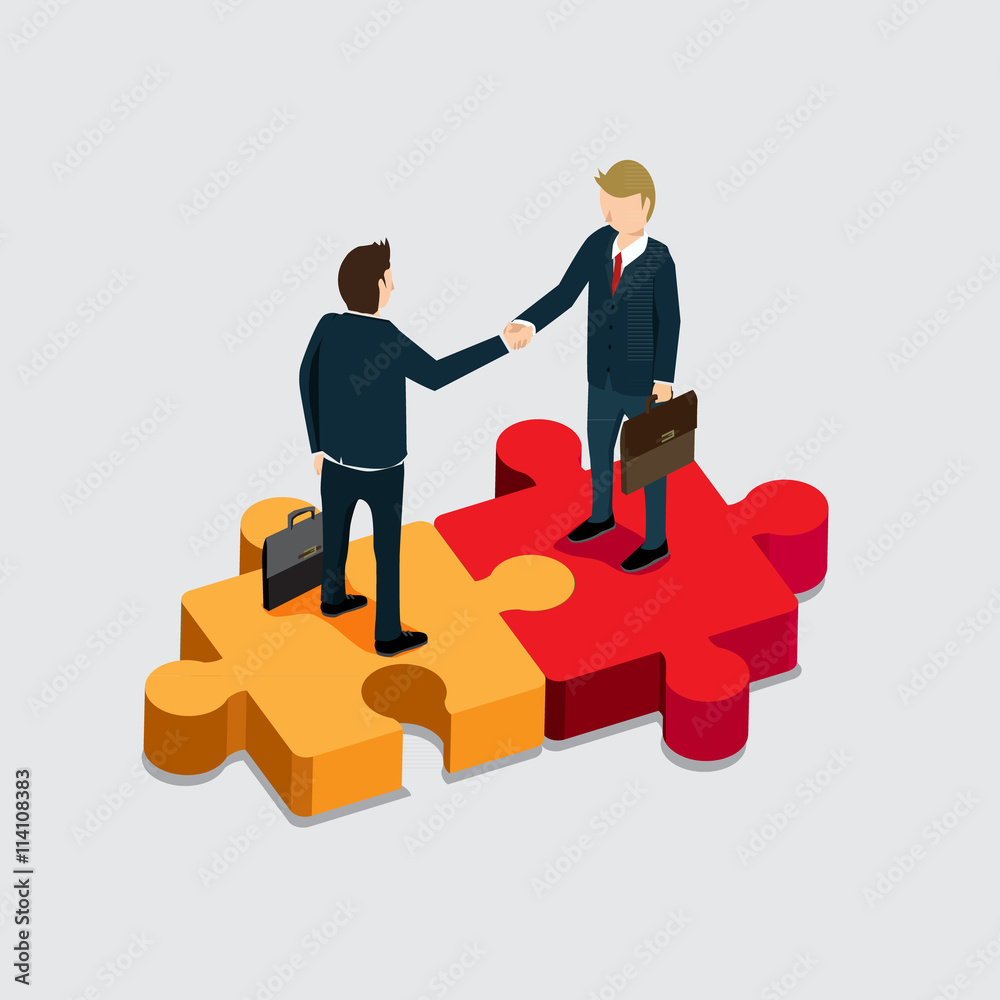 business man success with handshake. isometric concept business man success with handshake. isometric concept