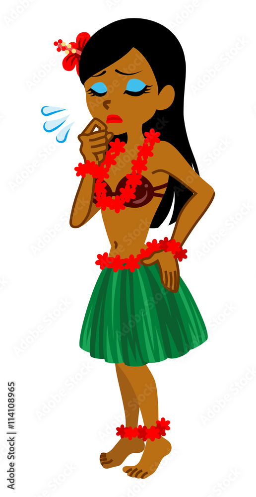Worrying Female Hula dancer - Full Length Worrying Female Hula dancer - Full Length