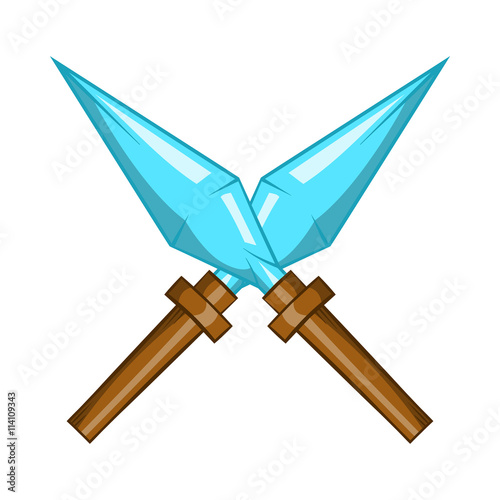 Kunai ninja throwing dagger icon, cartoon style photo