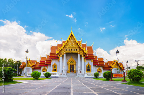 The famous marble temple Benchamabophit from Bangkok, Thailand.. photo