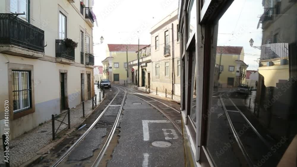 The tram number 28 route in Lisbon The tram number 28 route in Lisbon