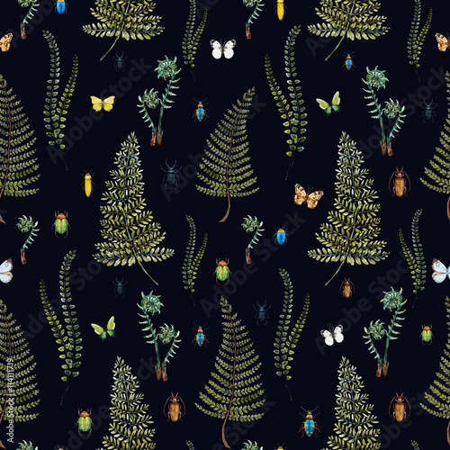 Watercolor fern pattern