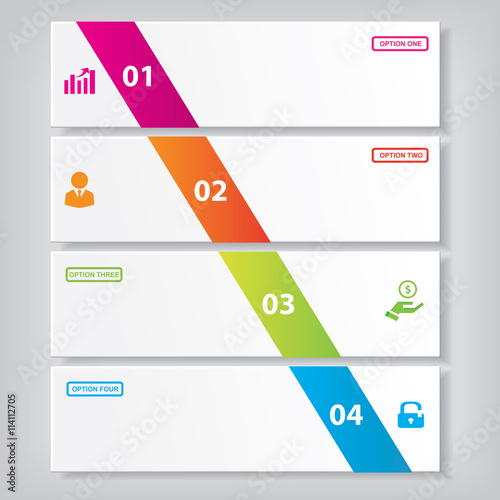 Modern design clean number banners with options, steps or processes which can be used for work-flow, template, website layout, or website design.