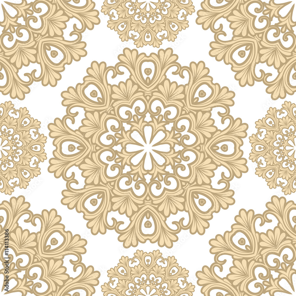 Seamless pattern. Vintage decorative elements.Islam, Arabic, Indian, motifs. Perfect for printing on fabric or paper.