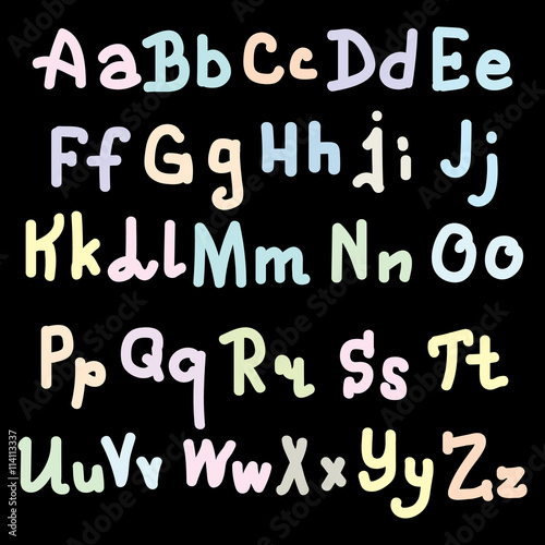 colorfull alphabet design on black Background. Vector illustration, eps 10