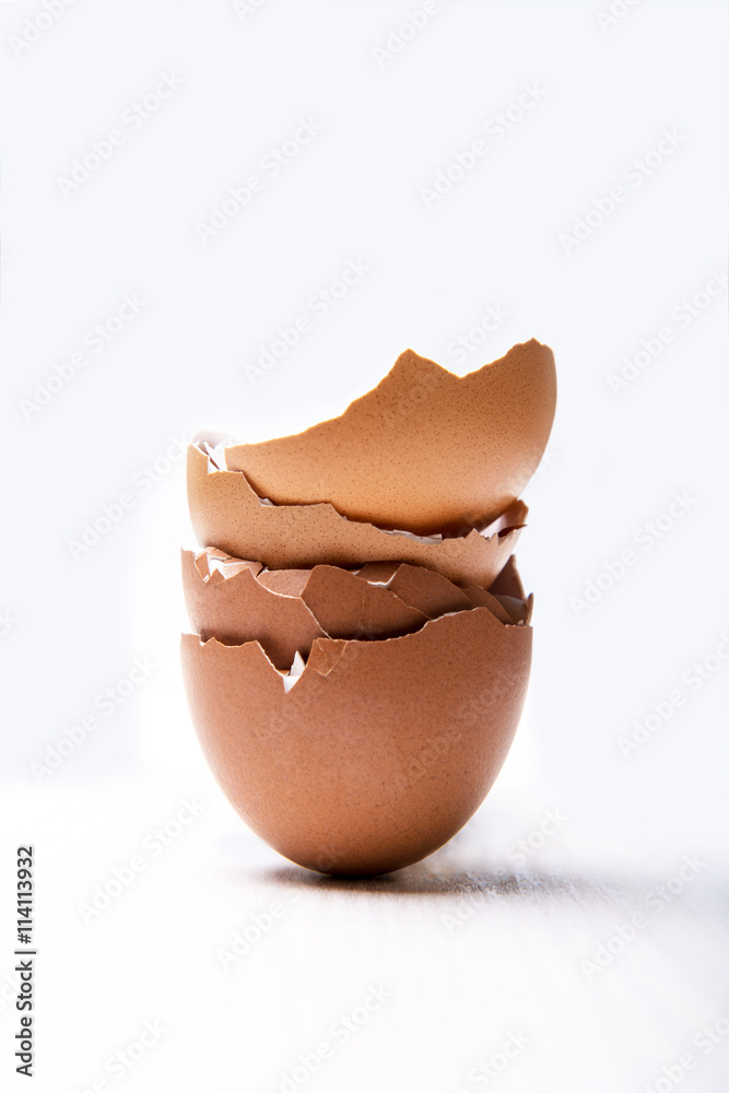 Egg shell on the table