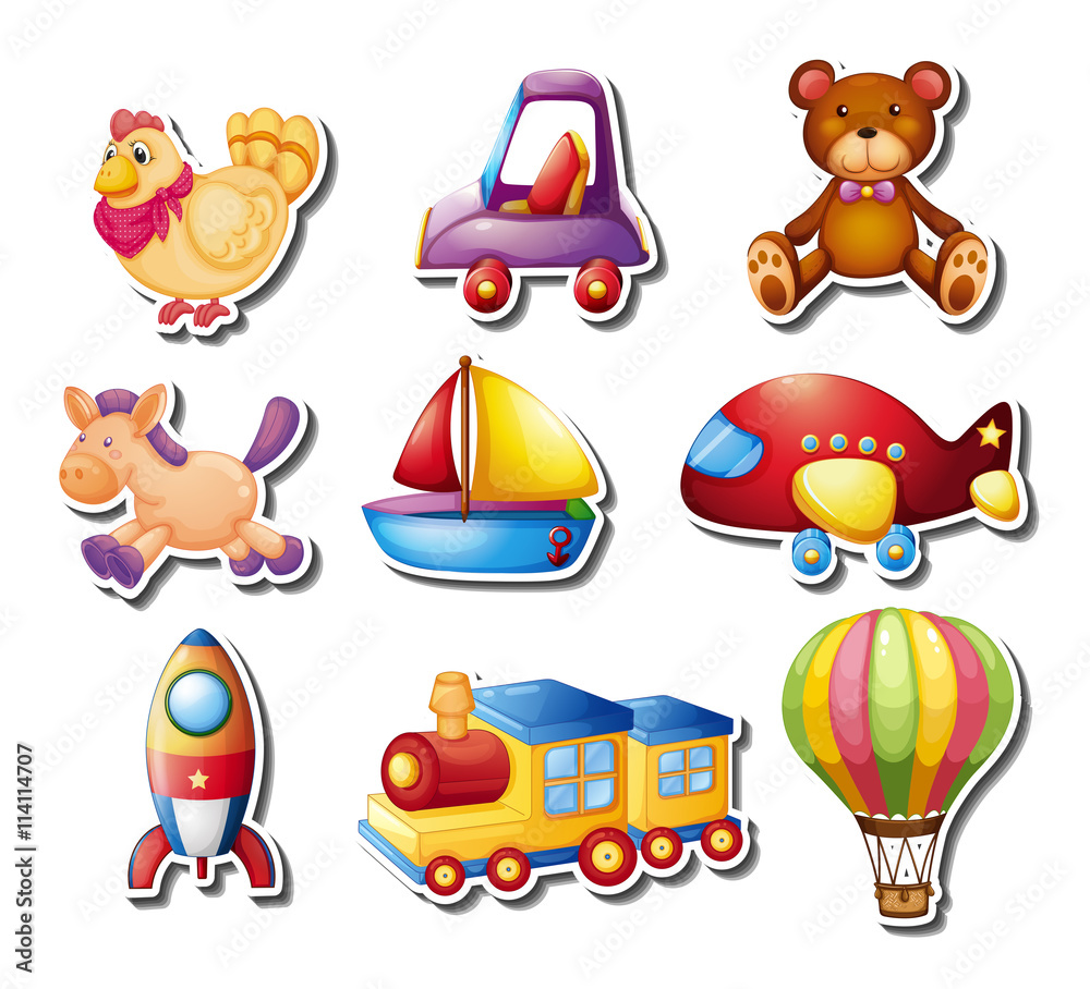 Obraz premium Stickers set with toys