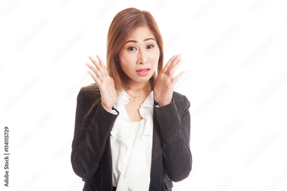Shocked young Asian business woman Shocked young Asian business woman