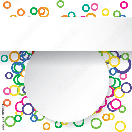 Modern design clean banner on colorful circles background used for website layout. Infographics.