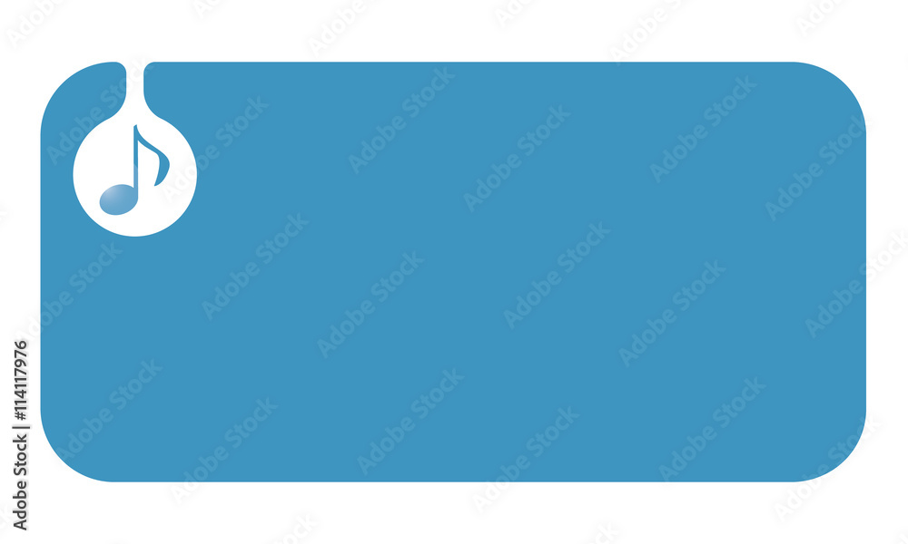 Simple blue text box for your text and music symbol Simple blue text box for your text and music symbol