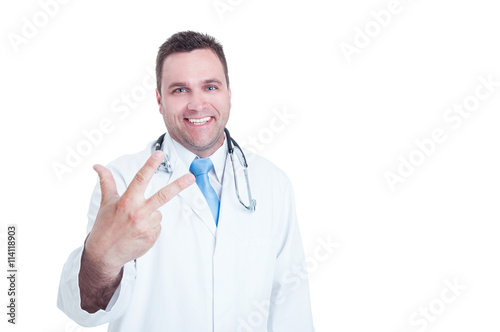 Medic showing number three with one hand and smiling © Catalin Pop