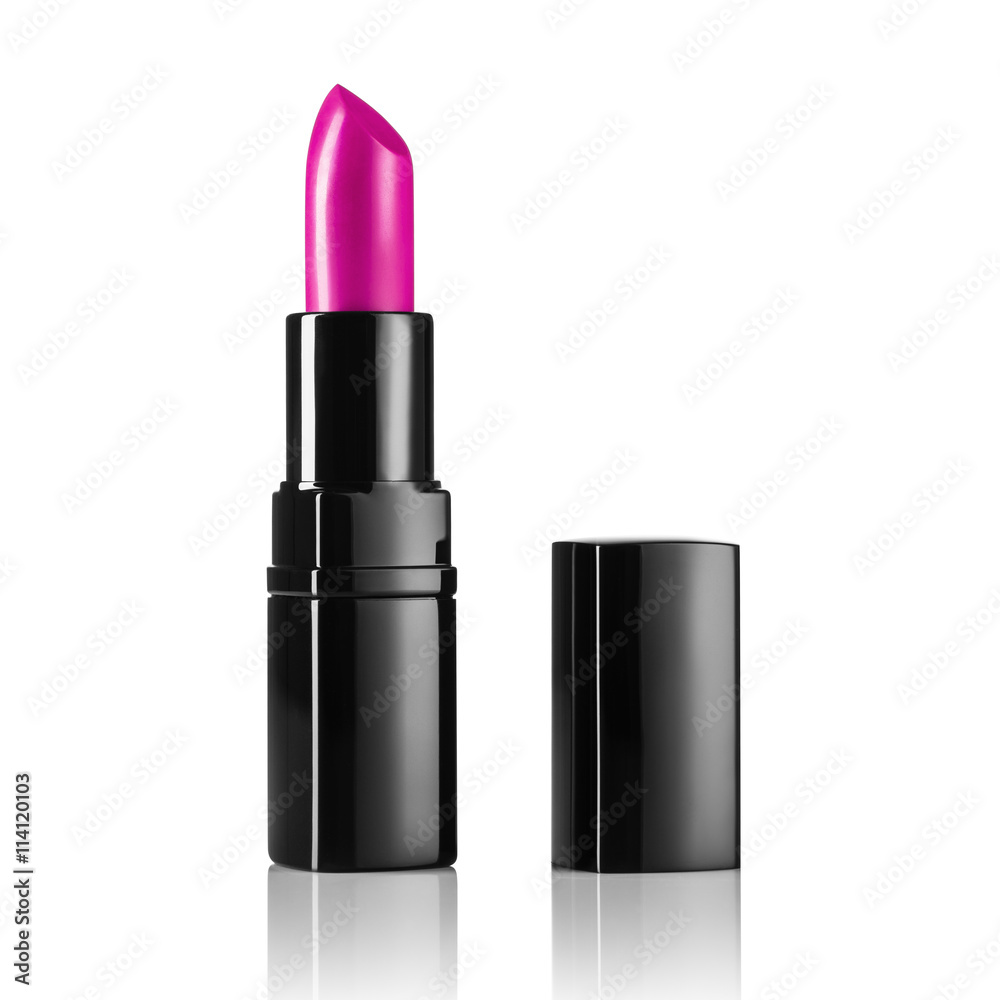 Obraz premium Product shot of a lipsticks isolated on a white background. Background for cosmetics advertising. Concept image with big copy space.