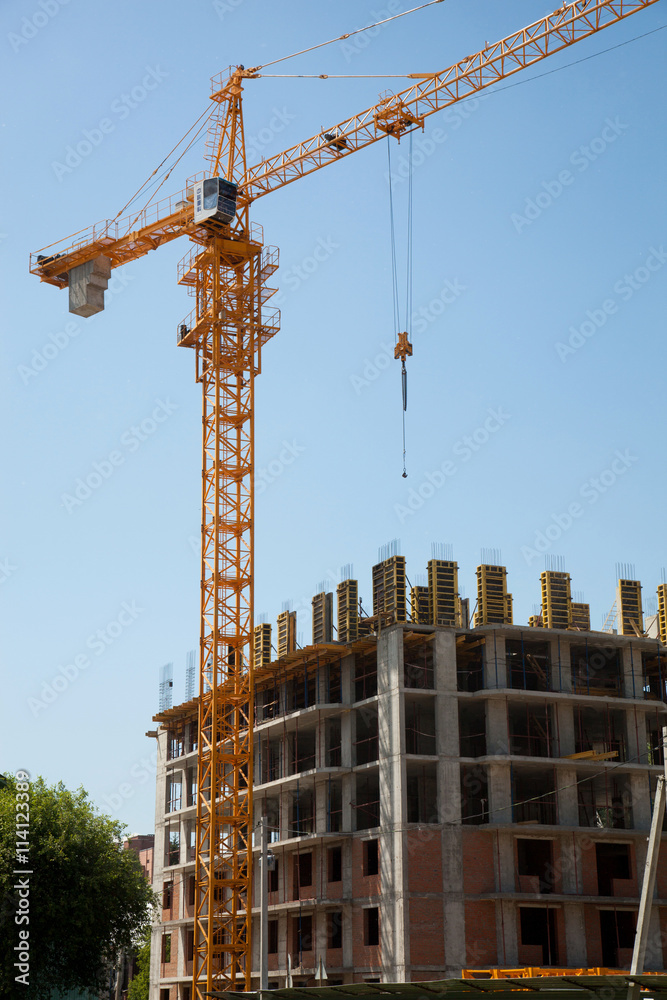 hoisting crane builds the house hoisting crane builds the house