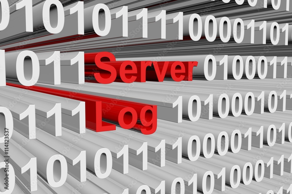 server log in the form of binary code, 3D illustration
