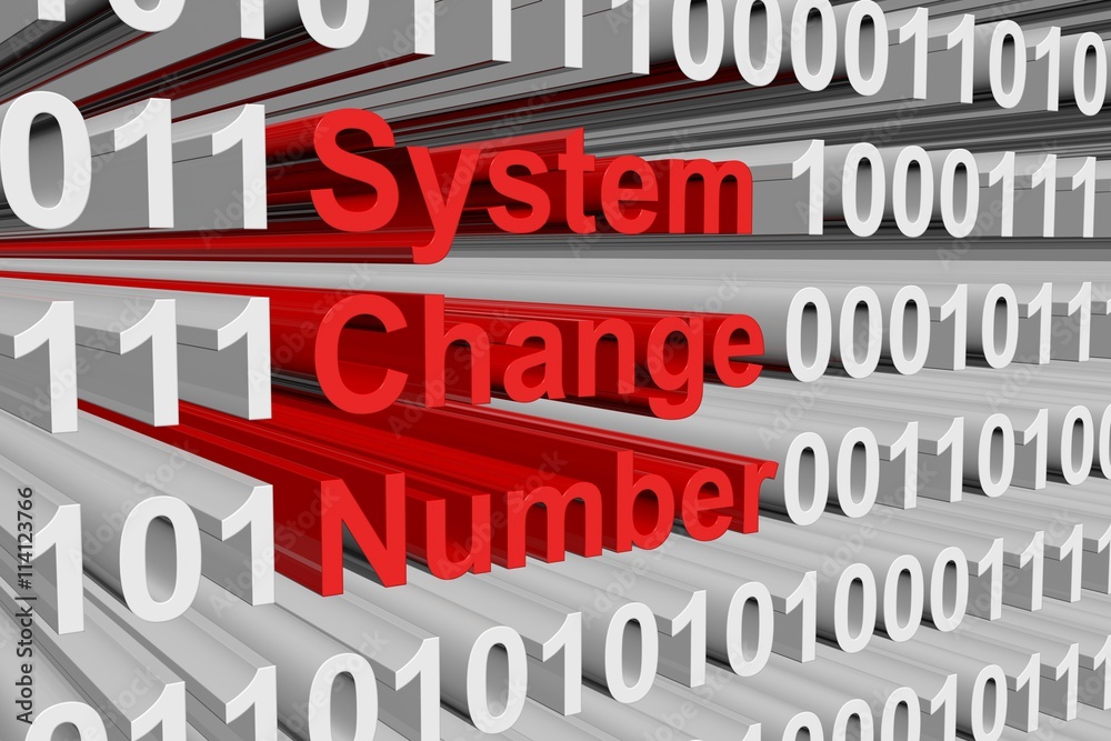 system change number in a binary code 3D illustration