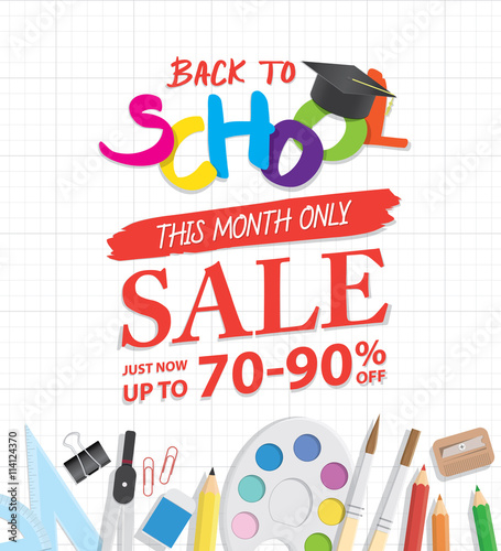 Back To School Sale heading design promotion price tag for banne