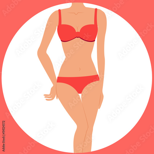 illustrated nude body with red lingerie underwear or swimsuit