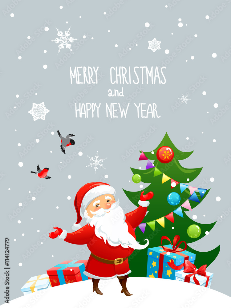 Santa Claus and christmas tree Santa Claus and christmas tree