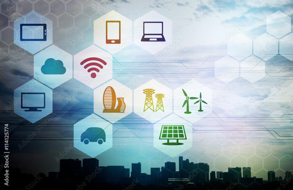 smart city and internet of things, abstract image visual