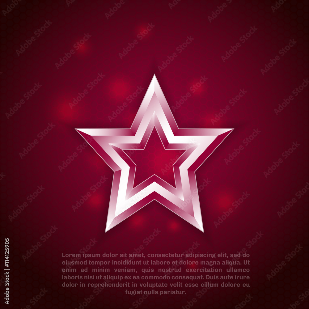 Metal star on the red background with effects. Vector. Metal star on the red background with effects. Vector.
