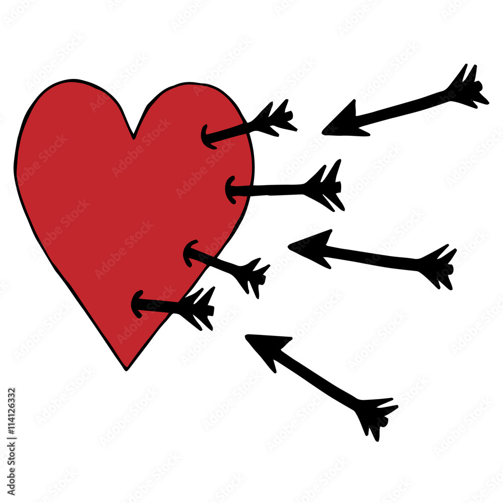 Red heart with arrow Stock Vector | Adobe Stock