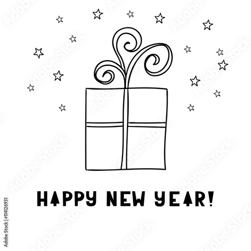 Cute cartoon gift box isolated on white background.