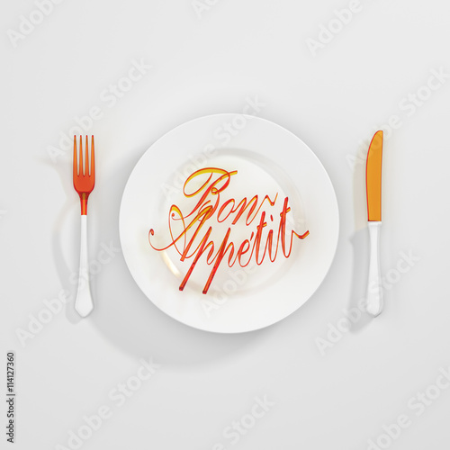 Vászonkép Bon apetit Quote Typographical Background
