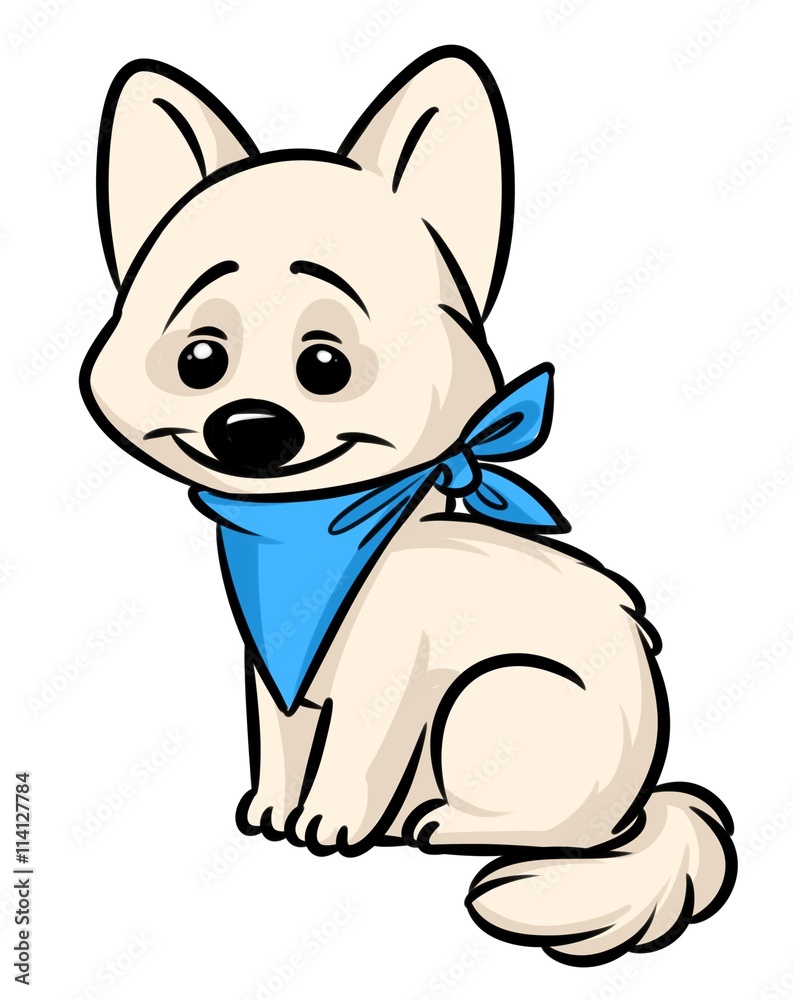Dog small cartoon illustration isolated image animal character 
