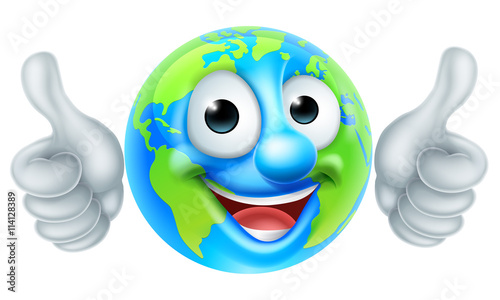 Earth Globe Cartoon Character