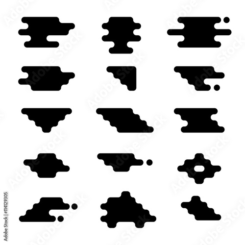 Large set of blank black rounded banners