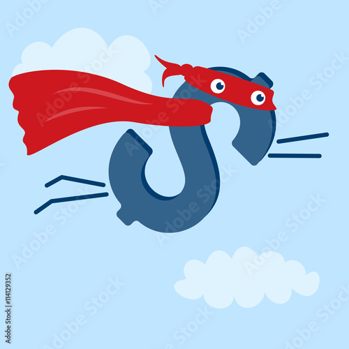 Cute masked dollar sign symbol flying in air