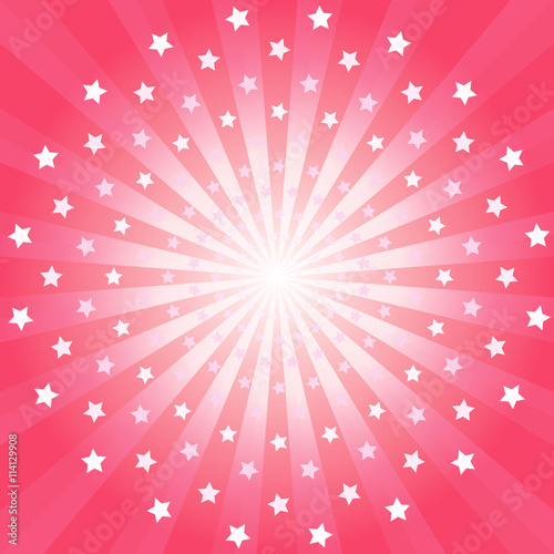 Abstract background. Pink rays and stars background. Vector 
