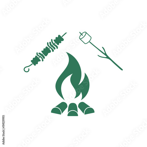 Brazier, zephyr and kebab icon. Vector illustration