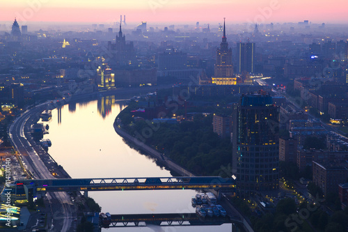 The view of the city from a tall building