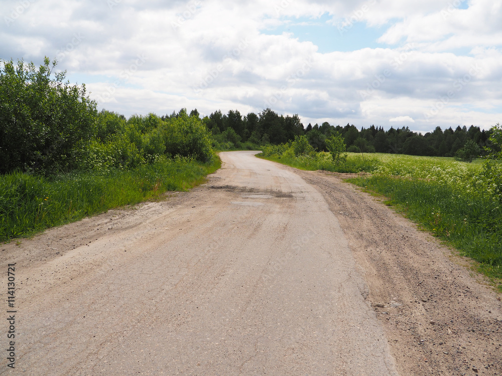 dirt road in the village