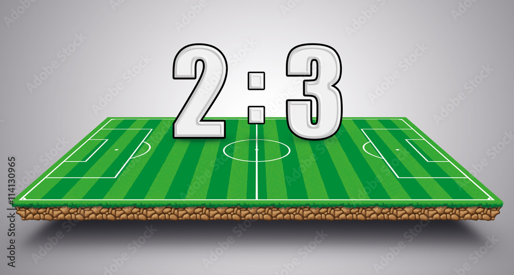 Spielstand 2:3 Fußball Fußballfeld Stock Illustration | Adobe Stock