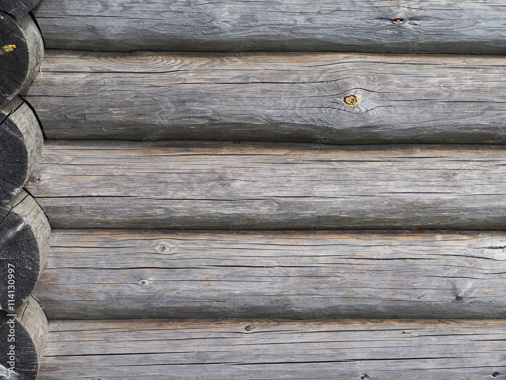 Obraz premium Old log cabin wood wall. background