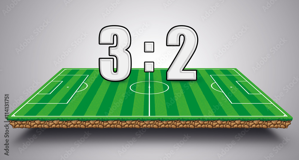 Spielstand 3:2 Fußball Fußballfeld Stock Illustration | Adobe Stock