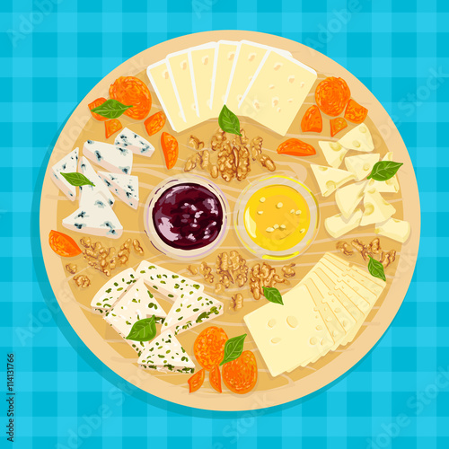 Vector illustration of cheese plate