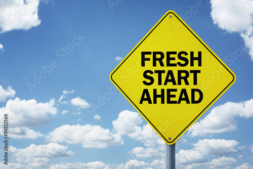 Fresh start ahead road sign