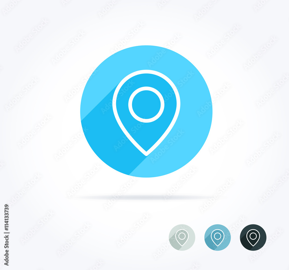 Location Pin Long Shadow Icon Location Pin Long Shadow Icon