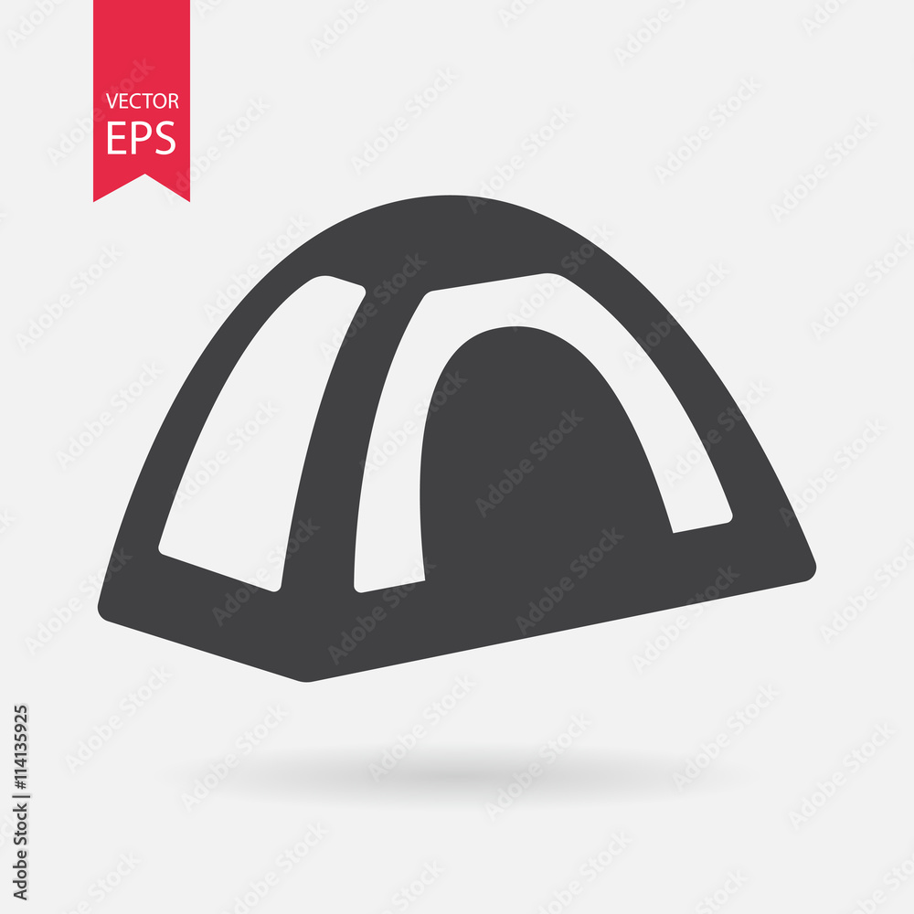 Tent icon. Tourist tent sign isolated on white background. Flat design style. Vector illustration. Tent icon. Tourist tent sign isolated on white background. Flat design style. Vector illustration.