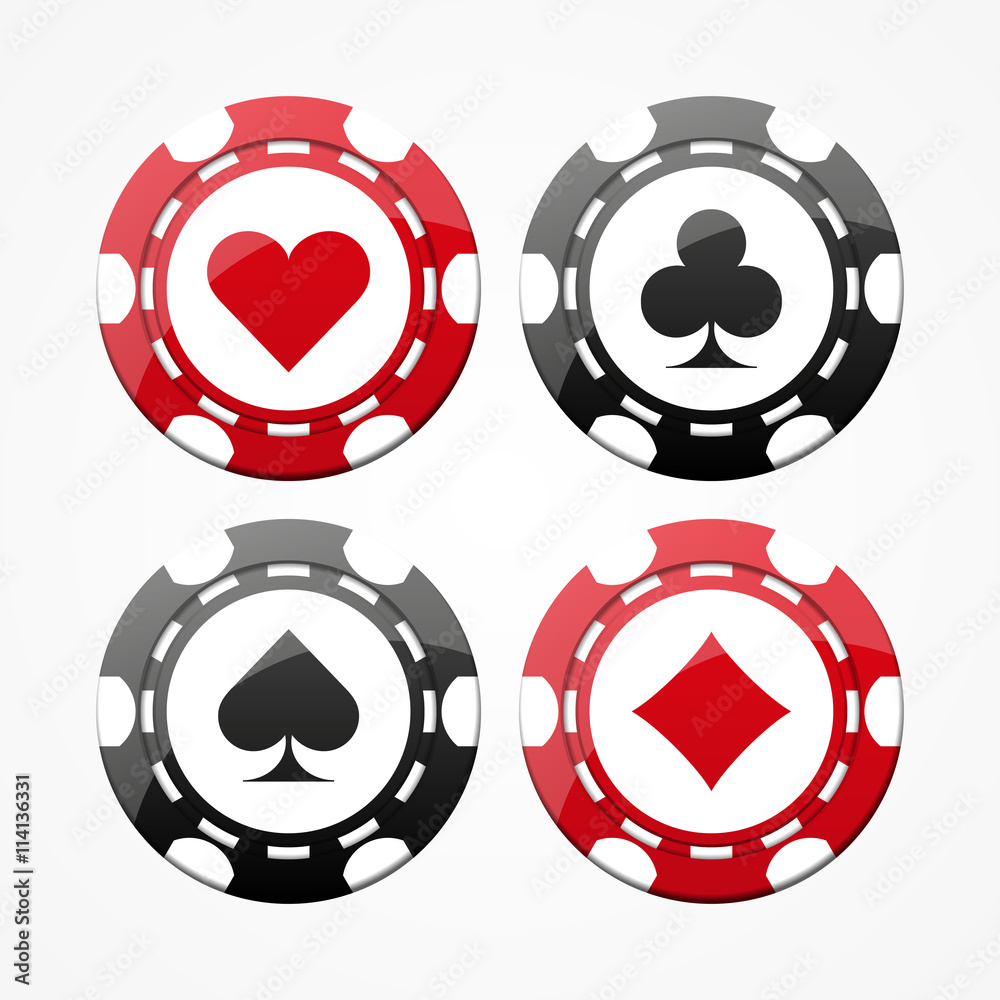 Set of gambling chips, isolated on white Set of gambling chips, isolated on white