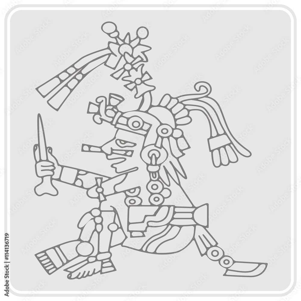 Fototapeta premium monochrome icon with symbols from Aztec codices for your design