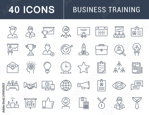 Set Vector Flat Line Icons Business Training