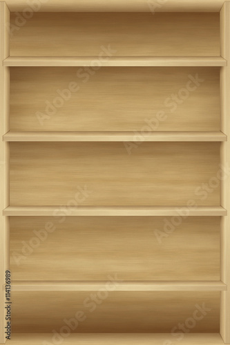 Blank wooden bookshelf